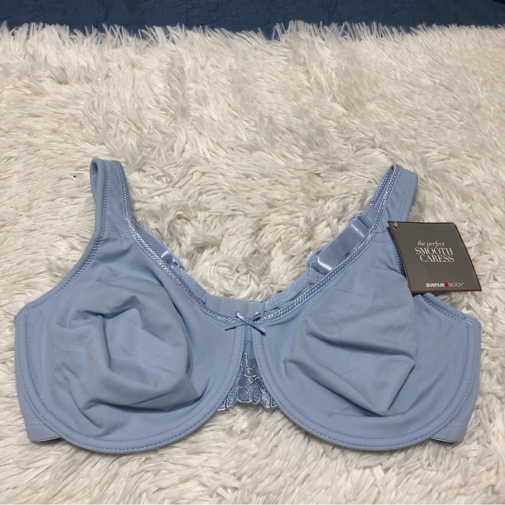 Avenue Body Perfect Smooth Caress Blue Underwire Bra NWT